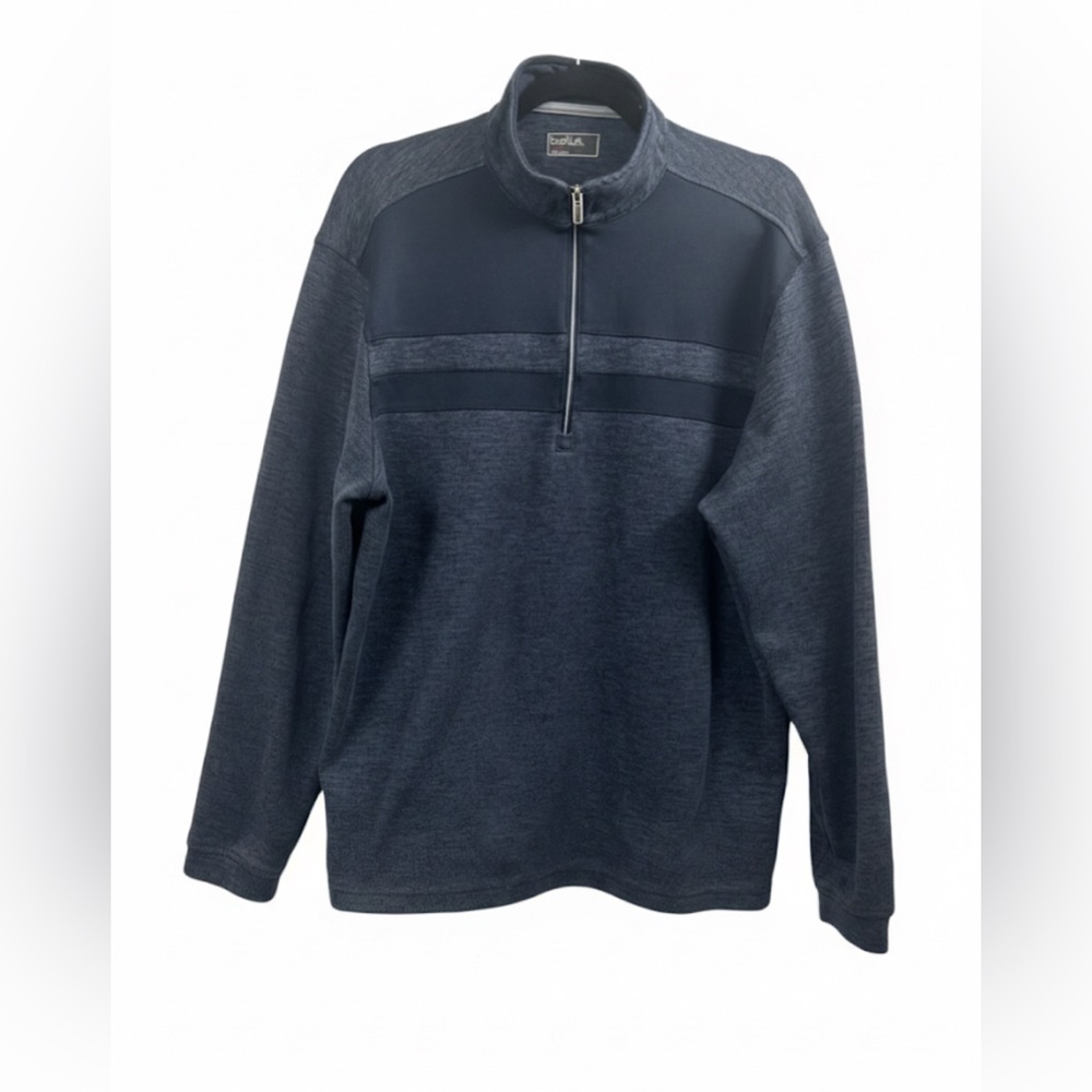 Bollé Men's Large 1/4 Zip Pullover Heathered Navy Blue Athletic Fleece